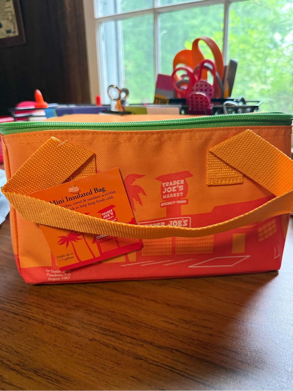 Trader Joe’s mini insulted cooler orange.